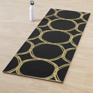 Goldene Kreise & Elegantes Schwarzes Modernes Tren Yogamatte