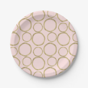 Goldene Kreise & Errötendes Rosa Modern Trendy Chi Pappteller