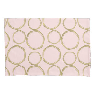 Goldene Kreise & Errötendes Rosa Moderne Trendige Kissenbezug