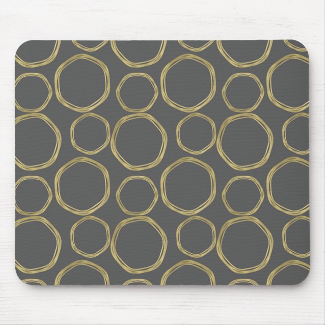 Goldene Kreise & Grau Moderne Trends Mousepad (Vorne)