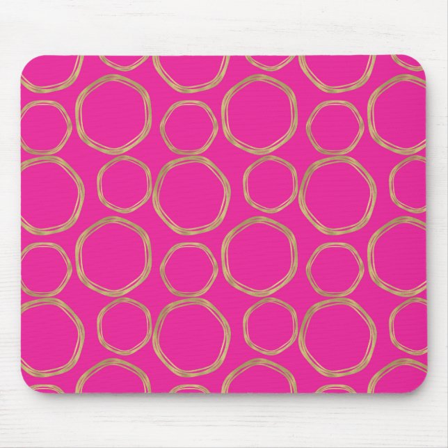 Goldene Kreise & Hot Pink Bright Bold Modern Mousepad (Vorne)