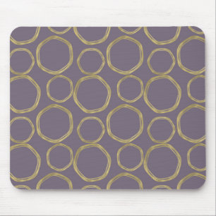 Goldene Kreise & Rustikales Braungrau Lila Modern Mousepad