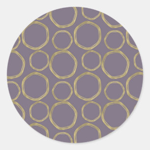 Goldene Kreise & Rustikales Taupe Lila Modern Tren Runder Aufkleber