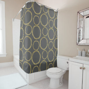 Goldene Kreise und moderne graue Trenddesigns Duschvorhang