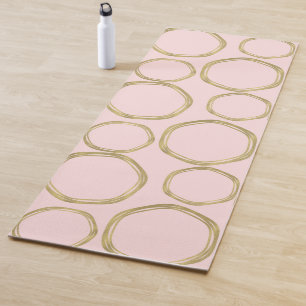 Goldene Kreise und rosafarbener Rosa Moderner, tre Yogamatte