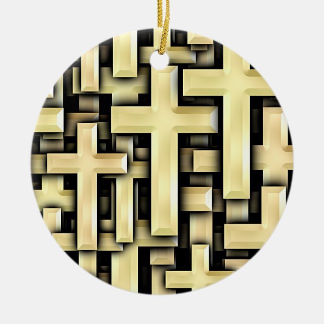 Goldene Kreuze Keramik Ornament (Vorne)
