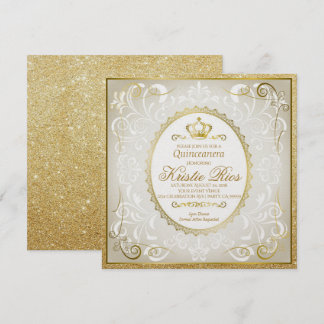 Goldene Krone, Elegant, Einladung in Quinceanera