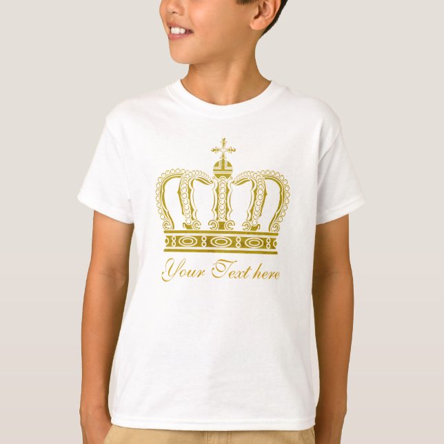 Goldene Krone + Ihr Text T-Shirt (Vorderseite)