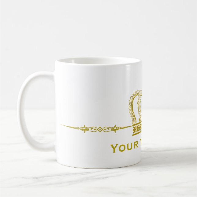 Goldene Krone + Ihr Text Tasse (Links)