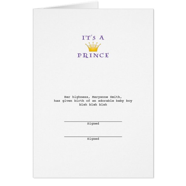 Goldene Krone "It's a Prince" mit Zauberer Schrift (Vorne)