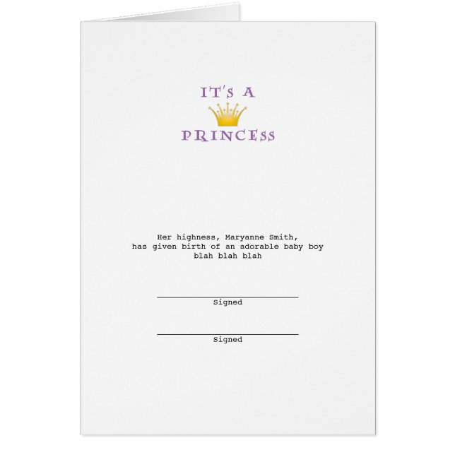 Goldene Krone "It's a Princess" mit Wizard Schrift (Vorne)