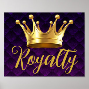 Goldene Krone Lila Plüsch Royalty Wandkunst Druck Poster