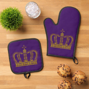 Goldene Krone - Luxus royal Ofenhandschuh & Topflappen-Set