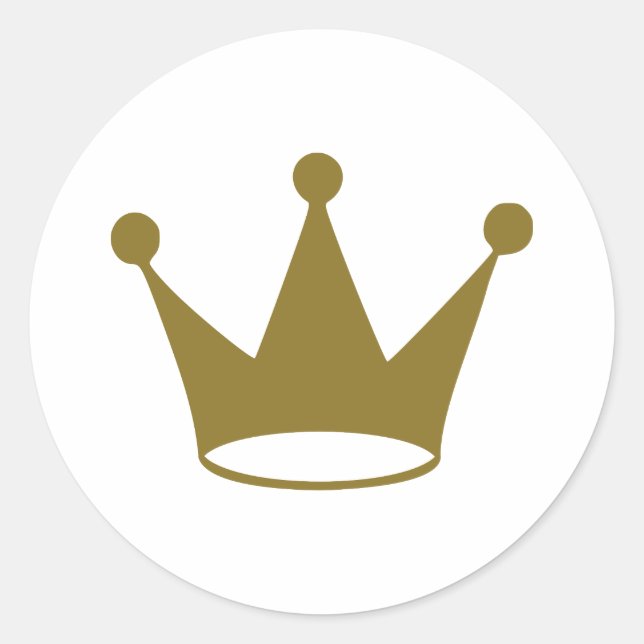 Goldene Krone Runder Aufkleber (Vorderseite)