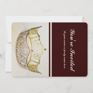 Goldene Krone und braune Metallic Einladung