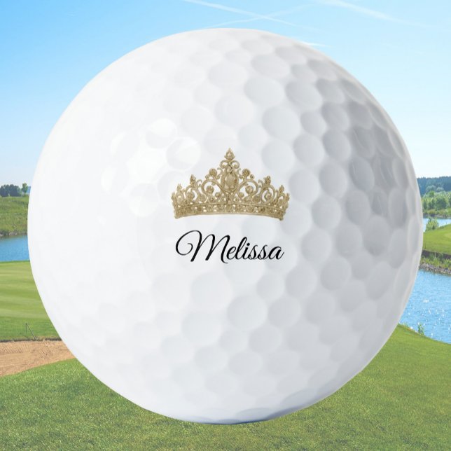 Goldene Krone und individueller Name Hübsch Golfball (Von Creator hochgeladen)