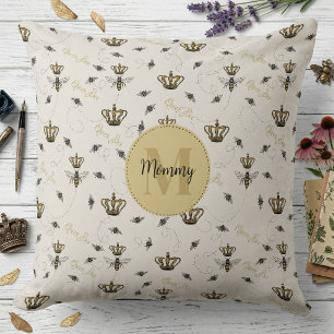 Goldene Kronen Königin Biene Monogramm Royal Elfen Kissen