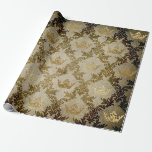 Goldene Kronen-königlicher Grungy Geschenkpapier
