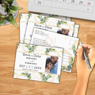 Goldene Kugeln und botanische Hochzeit Save the Da Postkarte