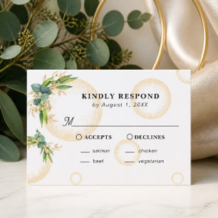 Goldene Kugeln und botanische Hochzeitsantwortkart RSVP Karte