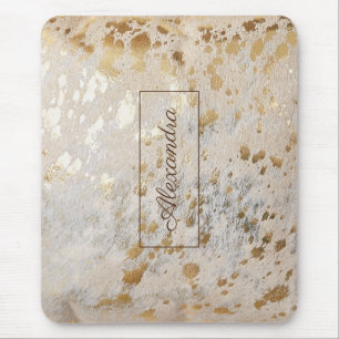 Goldene Kuhleder-Personalisierte Druck Metallische Mousepad