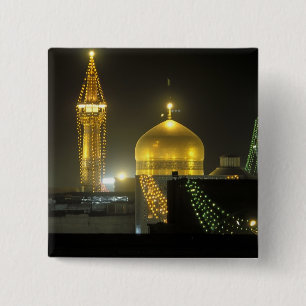 Goldene Kuppel des Imam Reza Shrine Komplexes Button