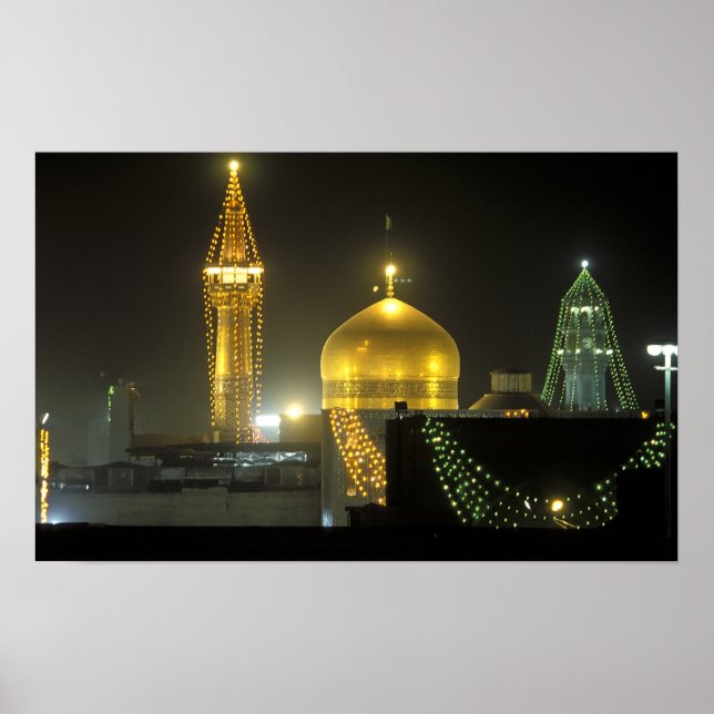 Goldene Kuppel des Komplexes Imam Reza Shrine Poster (Vorne)