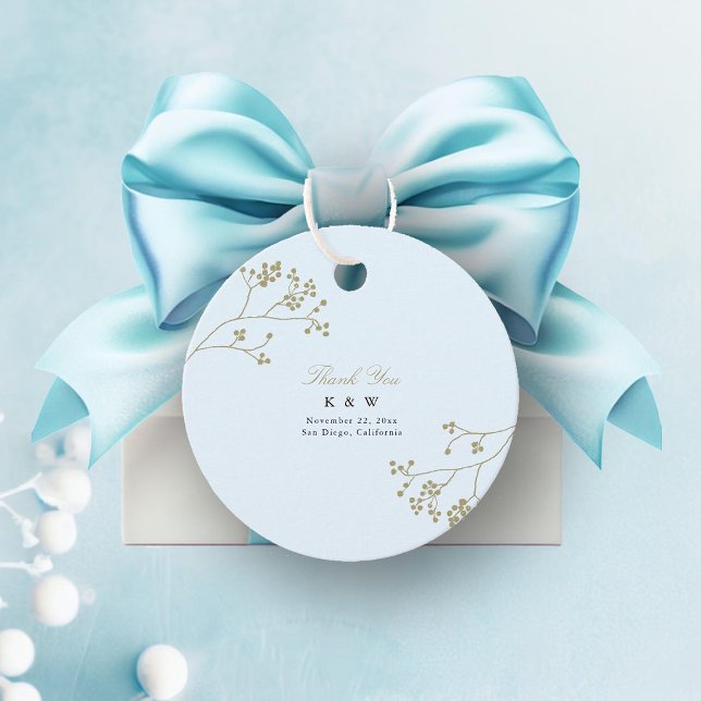Goldene Landschaft Eros Bendato Geschenkanhänger (winter greenery wedding favor tag gold berries botanical ice blue elegant modern classic traditional)