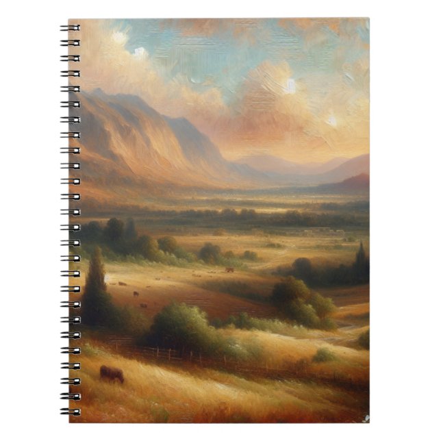 Goldene Landschaft Sonnenuntergang Notebook Notizblock (Vorderseite)
