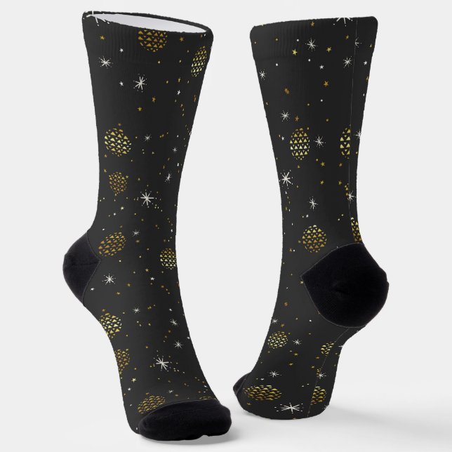 Goldene Laternen und weiße Sterne Socken (Gewinkelt)