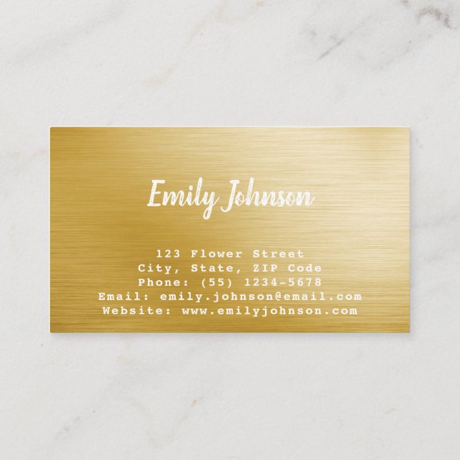 Goldene Leaf Style Solutions Business Card Visitenkarte (Rückseite)