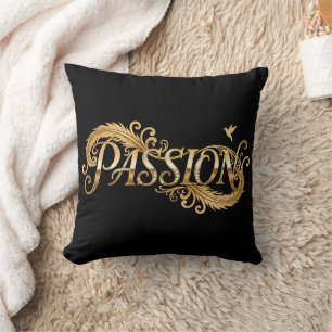 Goldene Leidenschaft – Luxus-Typografie Inspiriere Kissen