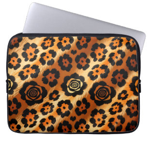 Goldene Leoparden-Rose-Tierprint Laptopschutzhülle