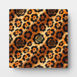 Goldene Leoparden-Rosen-Tierprint Fotoplatte