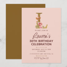 Goldene Letter L Monogramm-Blush-Rosen