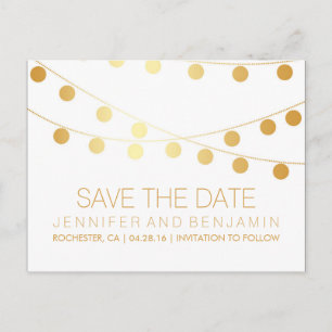 Goldene Leuchtenreihe Save the Date Ankündigungspostkarte