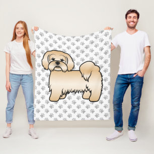 Goldene Lhasa-Apso-Süße-Cartoon-Hund-Illustration Fleecedecke