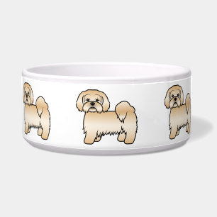Goldene Lhasa-Apso-Süße-Cartoon-Hund-Illustration Napf