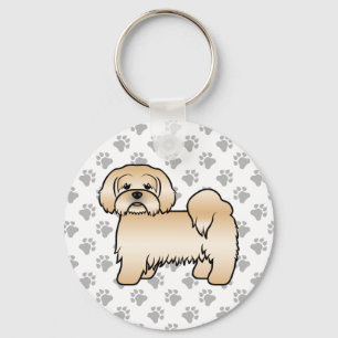 Goldene Lhasa-Apso-Süße-Cartoon-Hund-Illustration Schlüsselanhänger