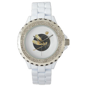 Goldene Libelle Armbanduhr