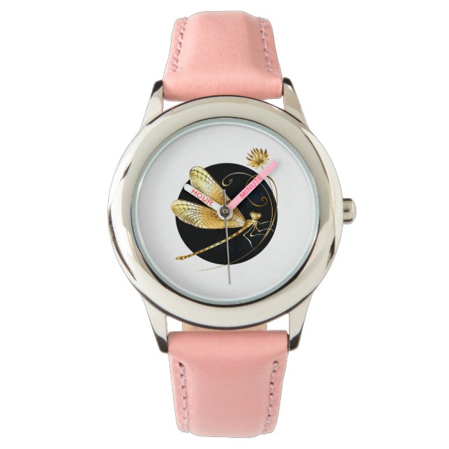 Goldene Libelle Armbanduhr (Vorderseite)