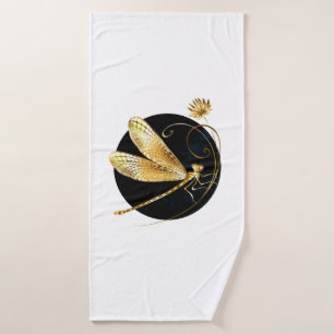 Goldene Libelle Badehandtuch