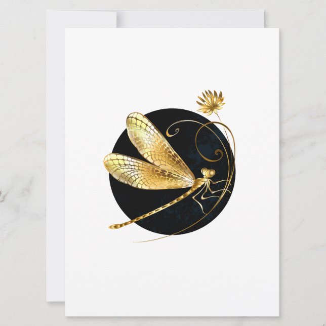 Goldene Libelle Feiertagskarte (Vorderseite)
