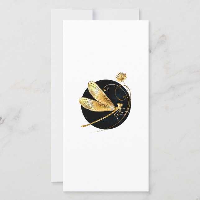 Goldene Libelle Feiertagskarte (Vorderseite)