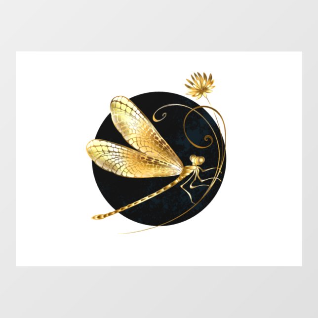 Goldene Libelle Fensteraufkleber (Blatt)