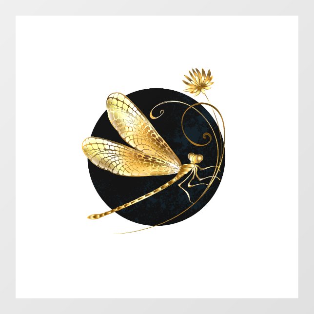 Goldene Libelle Fensteraufkleber (Blatt)