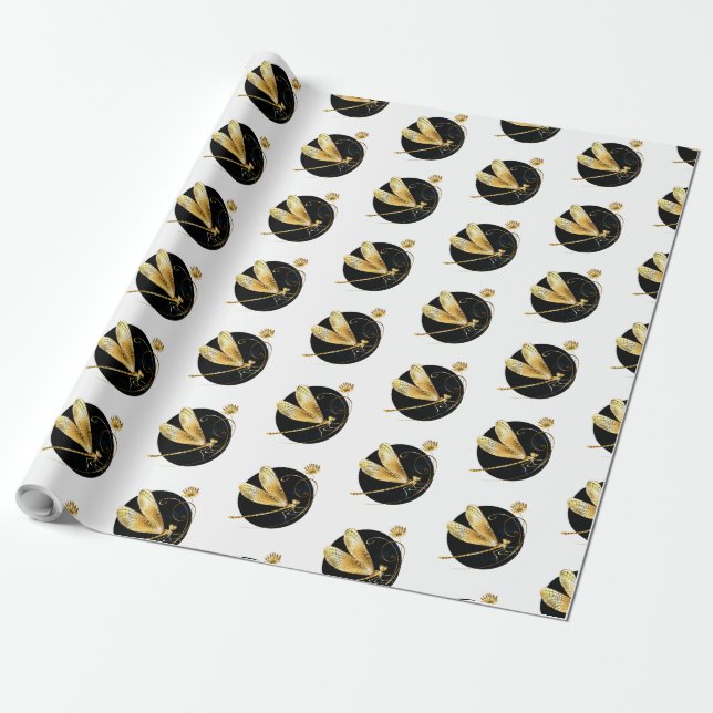 Goldene Libelle Geschenkpapier (Ungerollt)