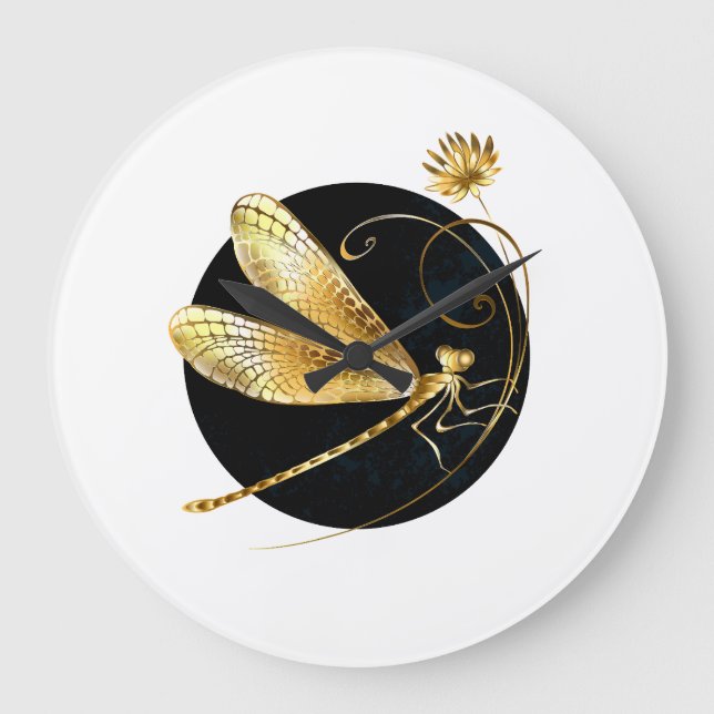 Goldene Libelle Große Wanduhr (Vorderseite)