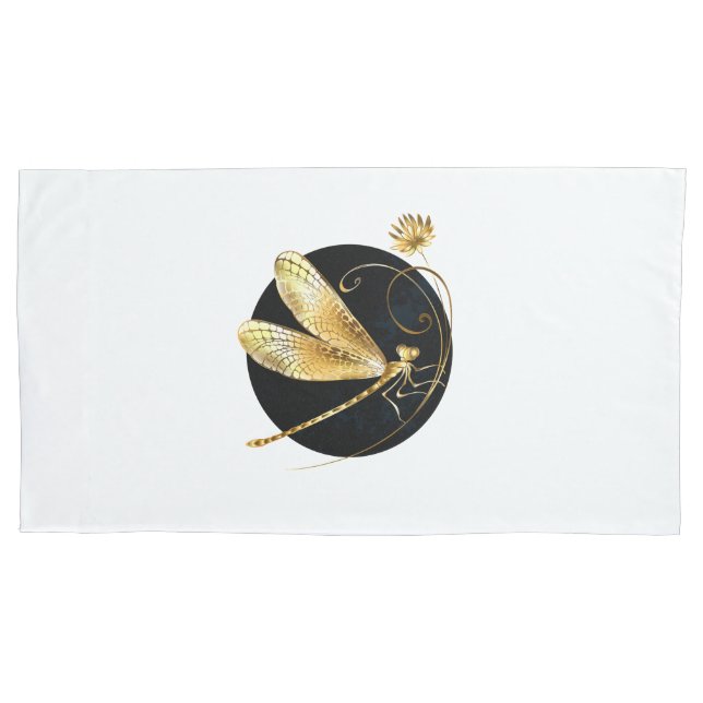 Goldene Libelle Kissenbezug (Vorderseite-Links)