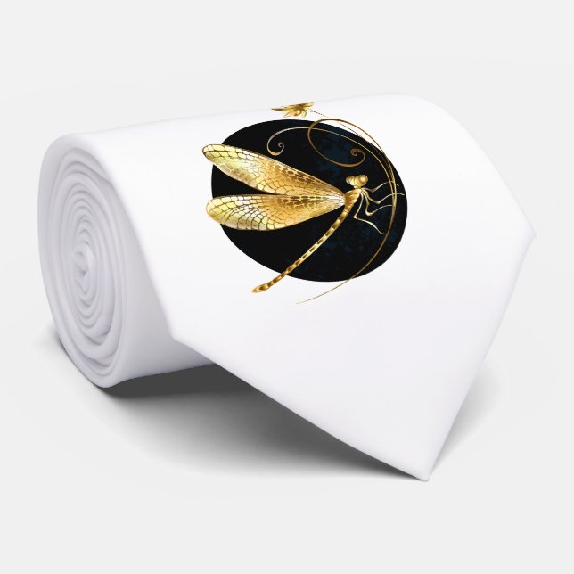 Goldene Libelle Krawatte (Gerollt)